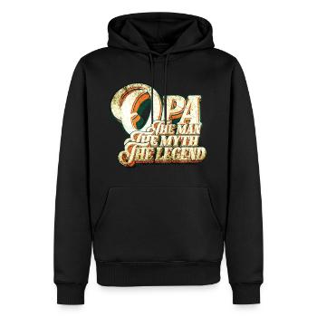 THE MAN THE MYTH THE LEGEND OPA - Männer Premium Bio Hoodie - Schwarz - Vorne - Nico (187cm)