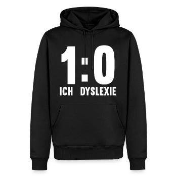 ICH - DYSLEXIE 1:0 Dyslexie Genesung Geschenk - Männer Premium Bio Hoodie - Schwarz - Vorne - Nico (187cm)