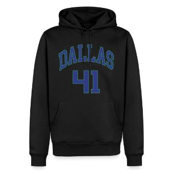 Dallas 41 - Männer Premium Bio Hoodie - Schwarz - Vorne - Nico (187cm)