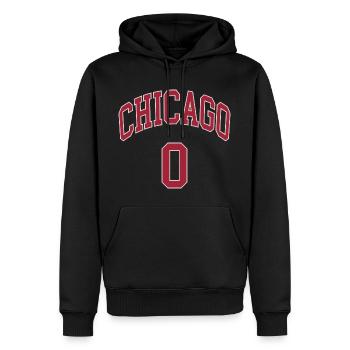 Chicago 0 - Men’s Premium Organic Hoodie - black - Front - Nico (187cm)