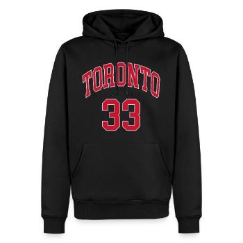Toronto 33 - Sweat à capuche Premium bio Homme - noir - Devant - Nico (187cm)