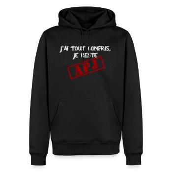 Agent de police judiciaire - APJ - Sweat à capuche Premium bio Homme - noir - Devant - Nico (187cm)