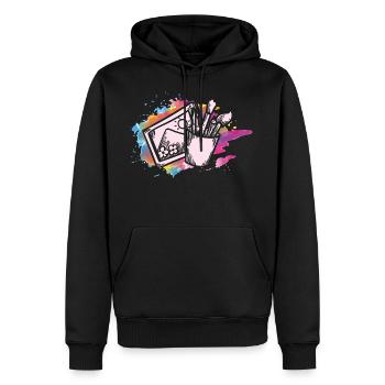 Artistes - Sweat à capuche Premium bio Homme - noir - Devant - Nico (187cm)