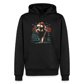 Noël du sanglier - Sweat à capuche Premium bio Homme - noir - Devant - Nico (187cm)