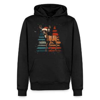Cerf avec chapeau de Père Noël et lunettes de soleil - Sweat à capuche Premium bio Homme - noir - Devant - Nico (187cm)