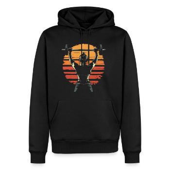 Kraftsport Gewichtheben Frau vintage Silhouette - Männer Premium Bio Hoodie - Schwarz - Vorne - Nico (187cm)
