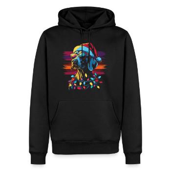 Cooler Weimaraner an Weihnachten - Männer Premium Bio Hoodie - Schwarz - Vorne - Nico (187cm)