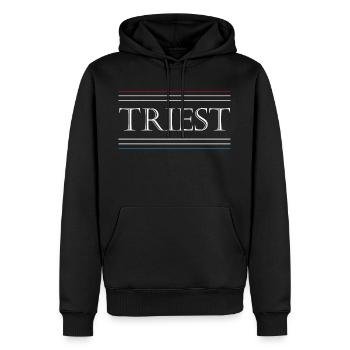 Triest - Männer Premium Bio Hoodie - Schwarz - Vorne - Nico (187cm)