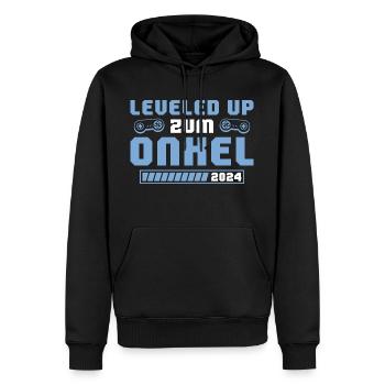 Schwangerschaftsankündigung 2024 Onkel - Männer Premium Bio Hoodie - Schwarz - Vorne - Nico (187cm)