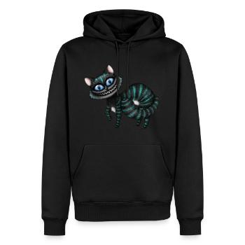 Chat bleu du Cheshire - Sweat à capuche Premium bio Homme - noir - Devant - Nico (187cm)