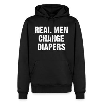 De vrais hommes changent de couches - Sweat à capuche Premium bio Homme - noir - Devant - Nico (187cm)