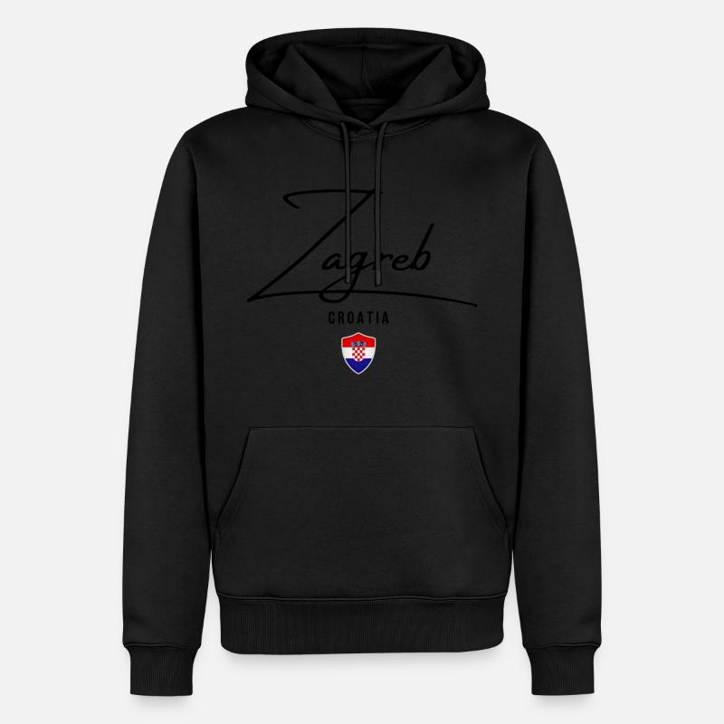 J’aime Zagreb, Zagreb Croatie - Sweat à capuche Premium bio Homme - noir