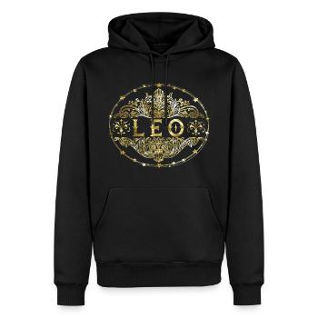 Leo - Männer Premium Bio Hoodie - Schwarz - Vorne - Nico (187cm)