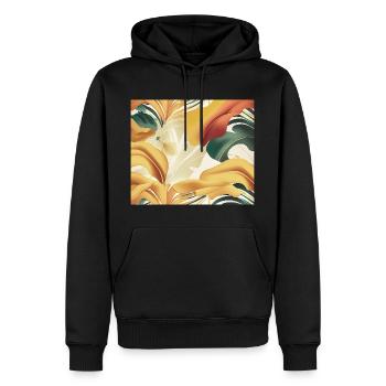 Tropical background yellow and green leaves- - Men’s Premium Organic Hoodie - black - Front - Nico (187cm)