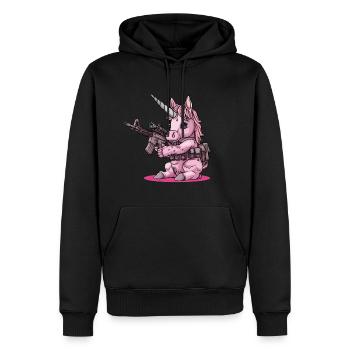 Einhorn Sniper Schützenmotiv - Männer Premium Bio Hoodie - Schwarz - Vorne - Nico (187cm)