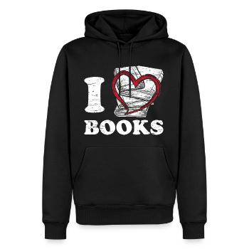 Lire les livres - Sweat à capuche Premium bio Homme - noir - Devant - Nico (187cm)