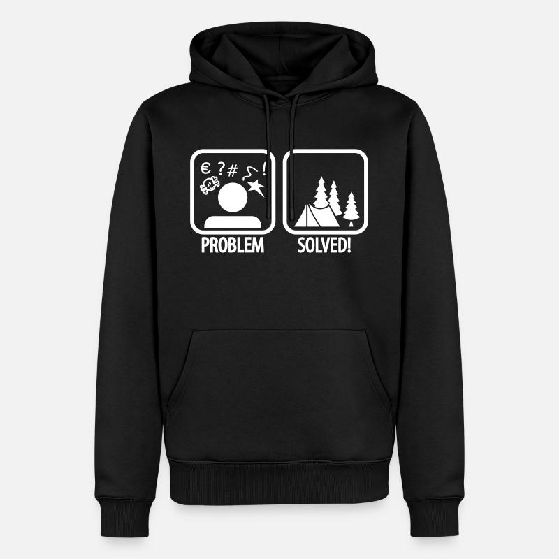 problem solved - camping - Männer Premium Bio Hoodie - Schwarz