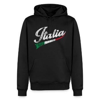 Schrift Italien, Farben Italienische Flagge Trikolore - Männer Premium Bio Hoodie - Schwarz - Vorne - Nico (187cm)