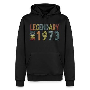 Legendary since 1973 - Männer Premium Bio Hoodie - Schwarz - Vorne - Nico (187cm)