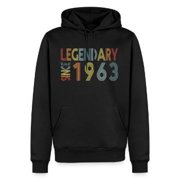Légendaire depuis 1963 - Sweat à capuche Premium bio Homme - noir - Devant - Nico (187cm)