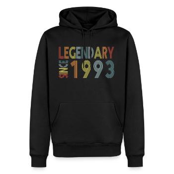 Légendaire depuis 1993 - Sweat à capuche Premium bio Homme - noir - Devant - Nico (187cm)