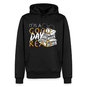 Es ist ein guter Tag zum Lesen - Männer Premium Bio Hoodie - Schwarz - Vorne - Nico (187cm)