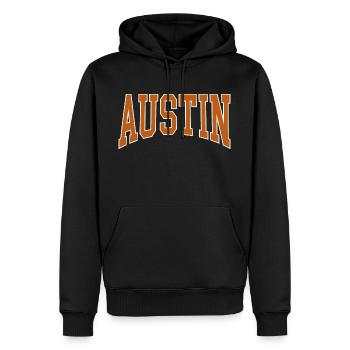 Austin - Männer Premium Bio Hoodie - Schwarz - Vorne - Nico (187cm)