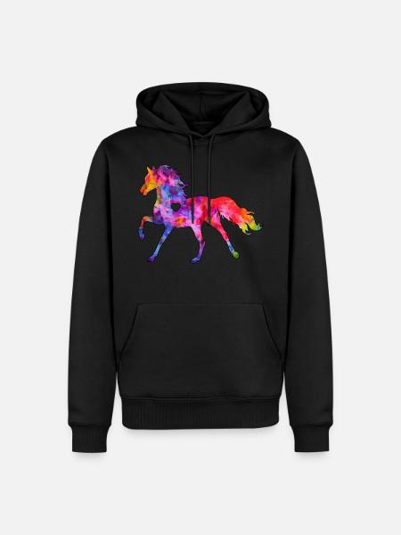Pferd mit Herz - Männer Premium Bio Hoodie - Schwarz