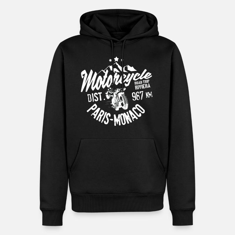 Motorcycle road trip Paris Monaco - Sweat à capuche Premium bio Homme - noir