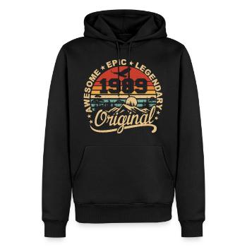 Original 1989 Cadeau Anniversaire 1989 Rétro 1989 - Sweat à capuche Premium bio Homme - noir - Devant - Nico (187cm)