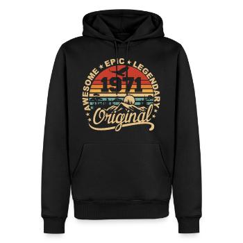 Original 1971 Cadeau Anniversaire 1971 Rétro 1971 - Sweat à capuche Premium bio Homme - noir - Devant - Nico (187cm)