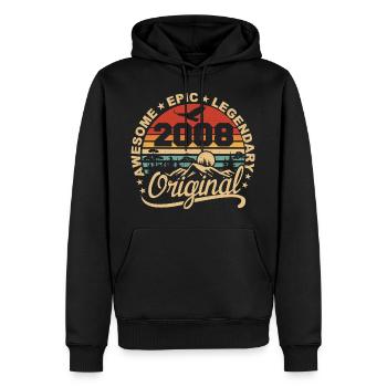 Original 2008 Retro 2008 Geburtstagsgeschenk 2008 - Männer Premium Bio Hoodie - Schwarz - Vorne - Nico (187cm)