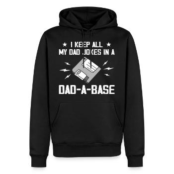 I Keep All My Dad Jokes In A Dad-A-Base - Vintage - Men’s Premium Organic Hoodie - black - Front - Nico (187cm)