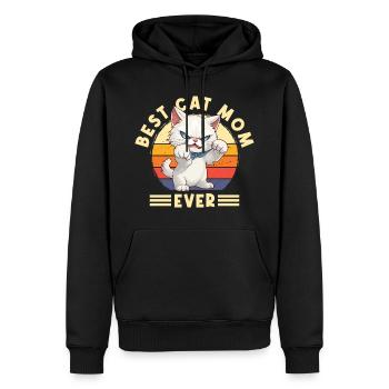 Chat Meilleur chat maman jamais Chat Maman Drôle Dicton - Sweat à capuche Premium bio Homme - noir - Devant - Nico (187cm)