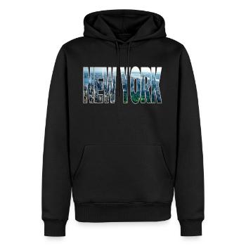 New York - Sweat à capuche Premium bio Homme - noir - Devant - Nico (187cm)