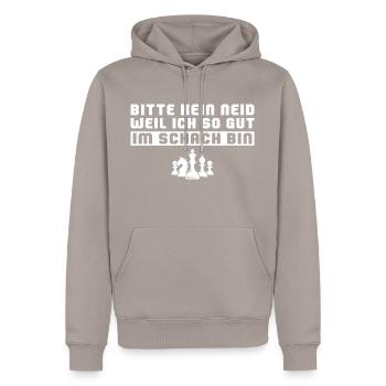 Schachspieler Humor Bitte kein Neid Schach - Männer Premium Bio Hoodie - Taupe - Vorne - Nico (187cm)