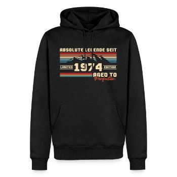Geboren 1974 Jahrgang Berge Geburtstag - Männer Premium Bio Hoodie - Schwarz - Vorne - Nico (187cm)