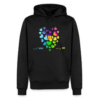 épouser des fiançailles de mariage - Sweat à capuche Premium bio Homme - noir - Devant - Nico (187cm)