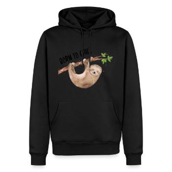 Sloth Chill - Men’s Premium Organic Hoodie - black - Front - Nico (187cm)