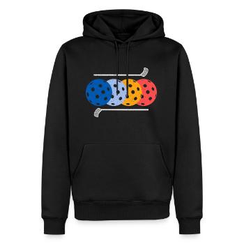 Ballons de floorball Vintage Floorballer Floorball - Sweat à capuche Premium bio Homme - noir - Devant - Nico (187cm)
