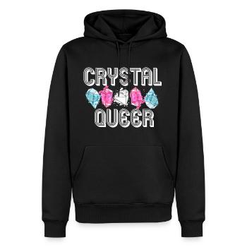 Crystal Queer Trans Pride Rainbow Crystals - Men’s Premium Organic Hoodie - black - Front - Nico (187cm)