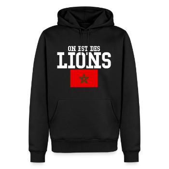Wir sind marokkanische Löwen - Männer Premium Bio Hoodie - Schwarz - Vorne - Nico (187cm)