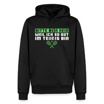 Tennisspieler Humor Bitte kein Neid Tennis - Männer Premium Bio Hoodie - Schwarz - Vorne - Nico (187cm)