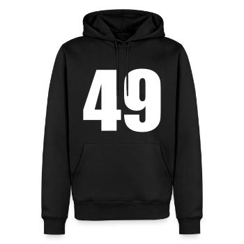 49 - Männer Premium Bio Hoodie - Schwarz - Vorne - Nico (187cm)
