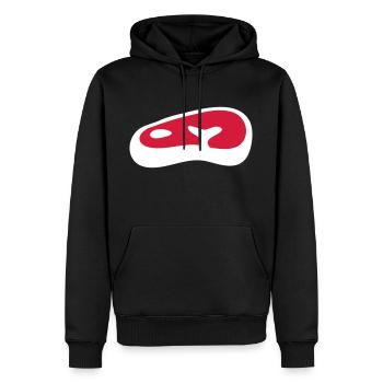 Steak - Männer Premium Bio Hoodie - Schwarz - Vorne - Nico (187cm)