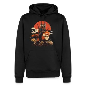 Raccoon Samurai Rides Fox Japan - Men’s Premium Organic Hoodie - black - Front - Nico (187cm)