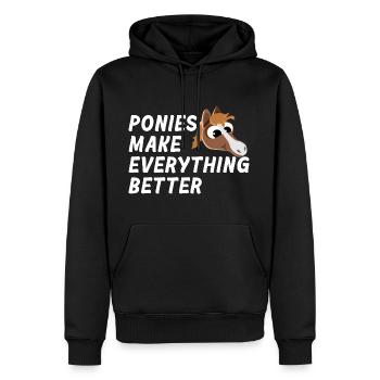 PONIES MAKE EVERYTHING BETTER Ponytherapie - Männer Premium Bio Hoodie - Schwarz - Vorne - Nico (187cm)