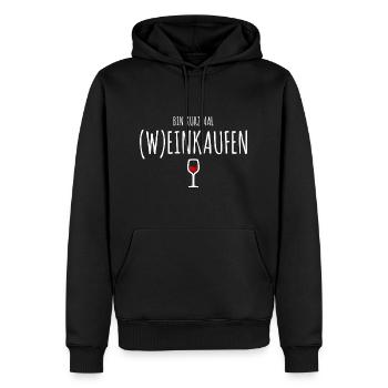 Bin Kurz Mal Weinkaufen - Männer Premium Bio Hoodie - Schwarz - Vorne - Nico (187cm)