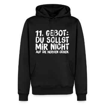 11. Gebot Du sollst mir nicht auf die Nerven gehen - Männer Premium Bio Hoodie - Schwarz - Vorne - Nico (187cm)