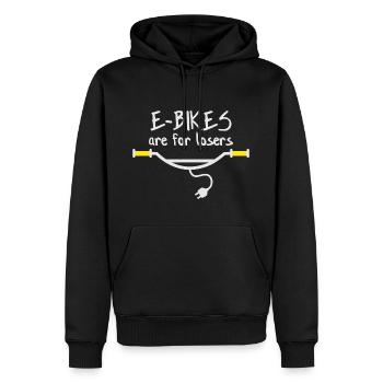 E-Bikes sind für Verlierer - Männer Premium Bio Hoodie - Schwarz - Vorne - Nico (187cm)